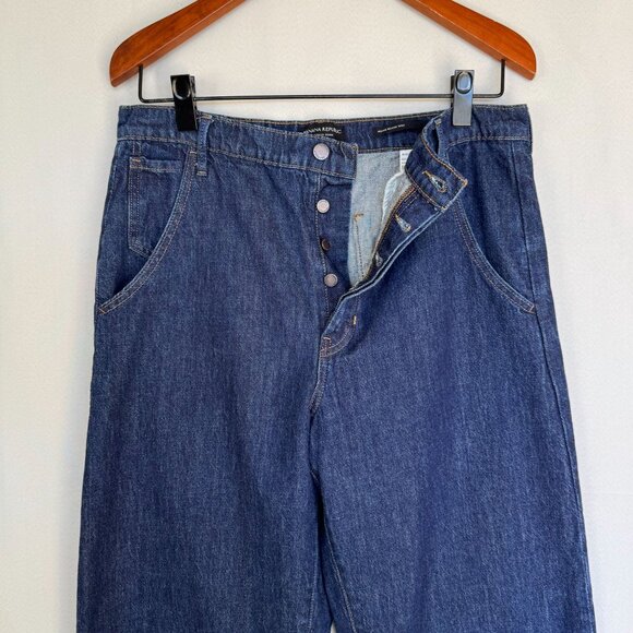 Banana Republic Premium Denim High Rise Relaxed Tapered Dark Blue Jeans Size 31 - Picture 6 of 16